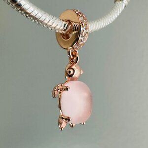 NEW Authentic Pandora Murano Glass Pink Sea Turtle Dangle Charm 788939C01